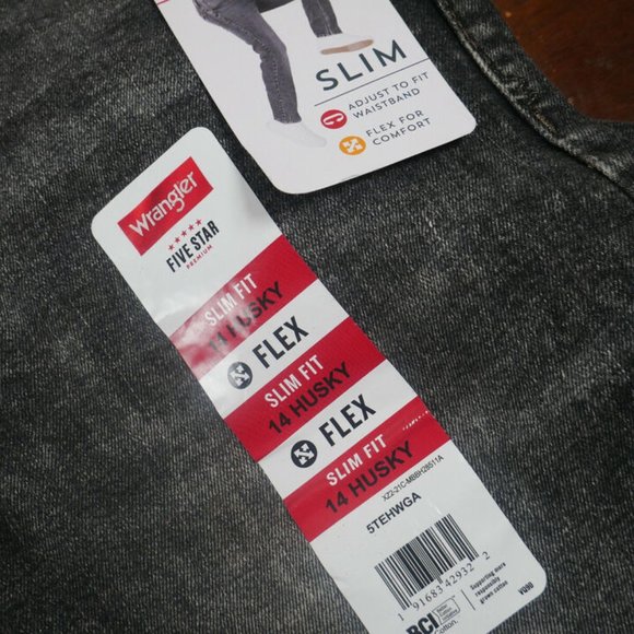 Wrangler Boys Size 14 Husky Slim Fit Jeans Dark Grey New w Tags - Picture 7 of 7